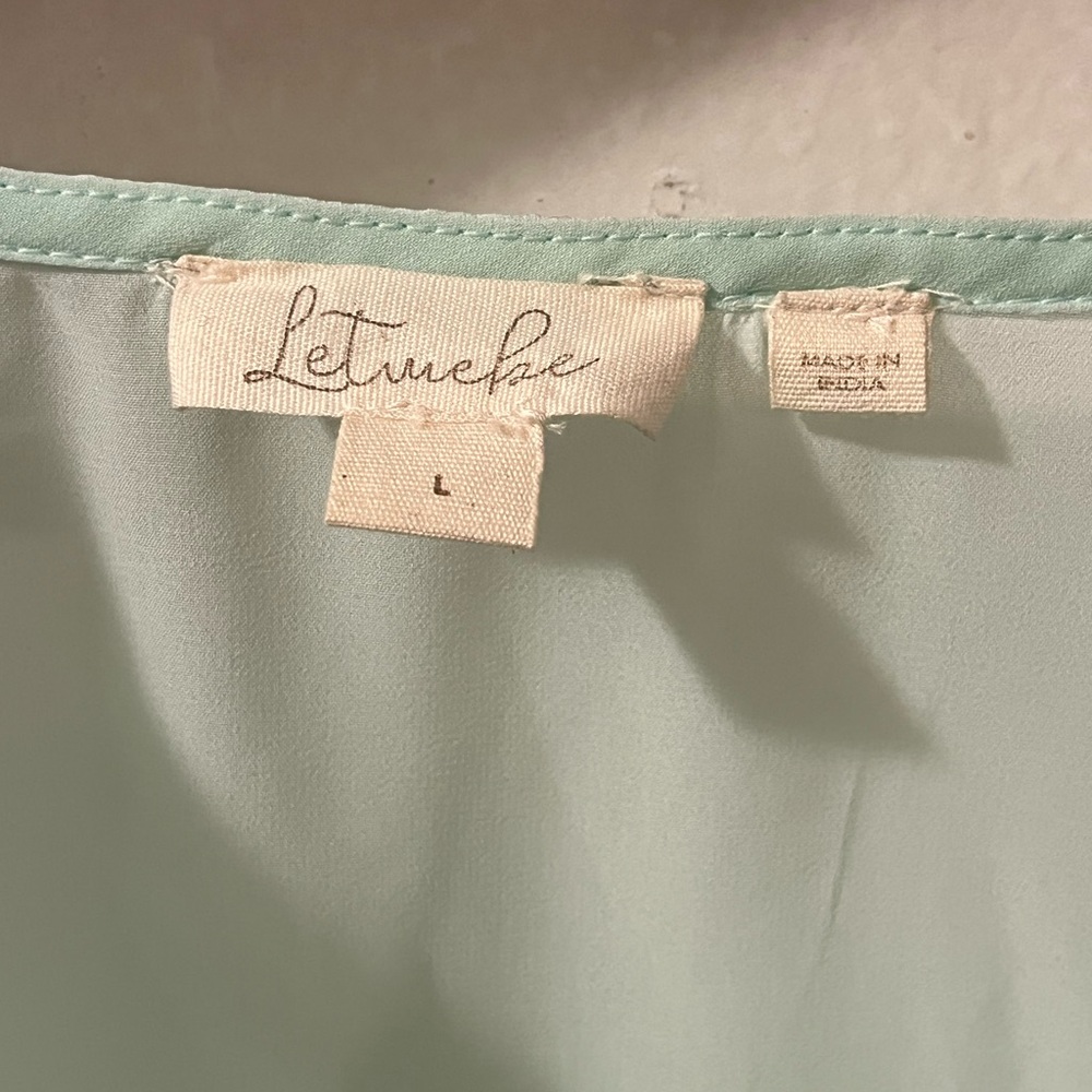 Women's Mint Green V-Neck Ruffled Blouse - Picture 6 of 7